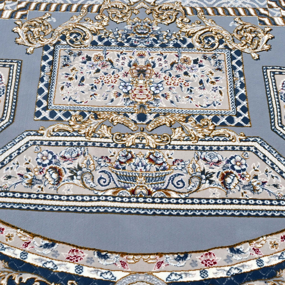 Grey & Blue Persian Oval Rug 3x5 Ft