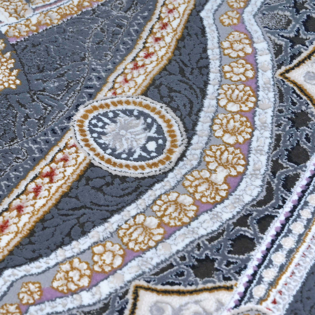 Charcoal Grey  Persian Oval Rug 3x5 Ft