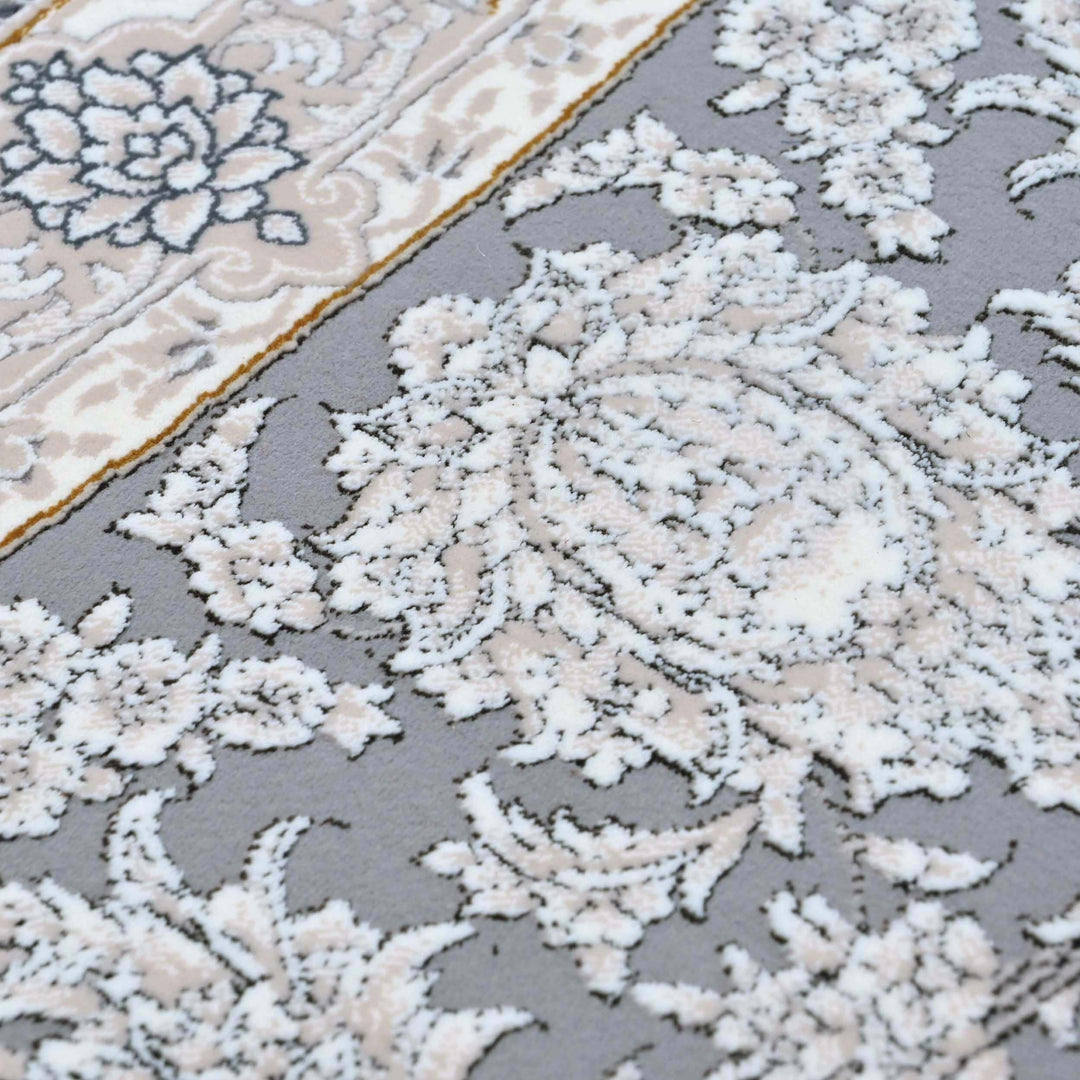 Off White & Grey Persian Round Rug 7x7 FT