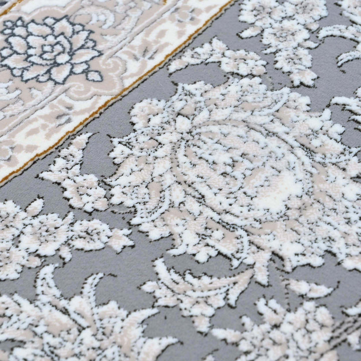 Off White & Grey Persian Round Rug 7x7 FT