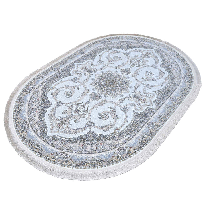 Soft ice blue Persian Oval Rug 5X8 FT
