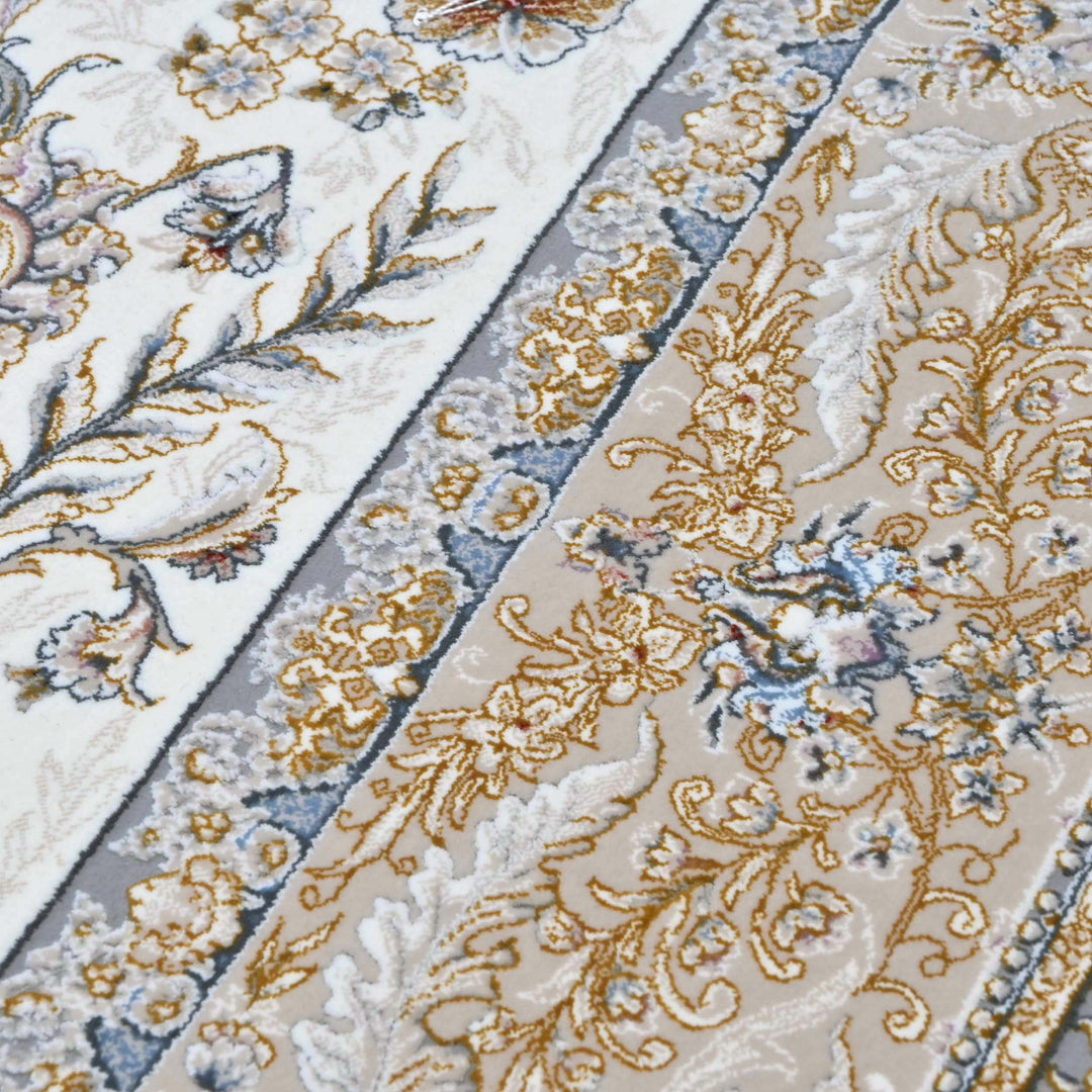 Off White & Beige Persian Oval Rug 5X8 FT