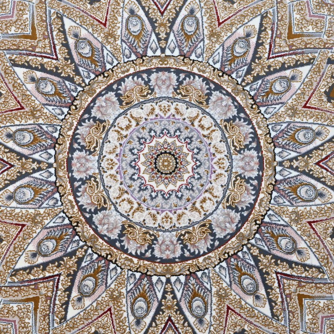 Pearl White & Charcoal Persian Oval Rug 5X8 FT