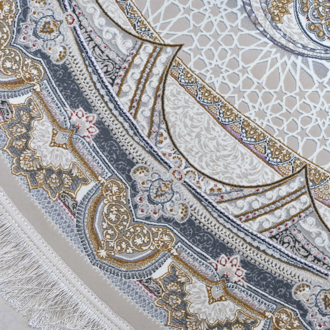 Pearl White & Charcoal Persian Oval Rug 5X8 FT