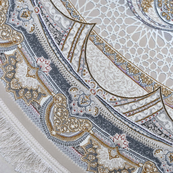 Pearl White & Charcoal Persian Oval Rug 5X8 FT