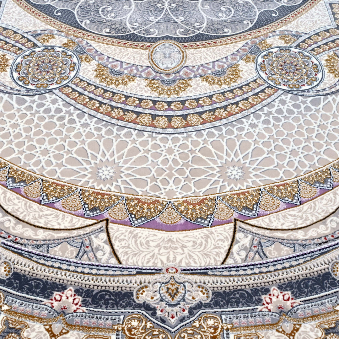 Pearl White & Charcoal Persian Oval Rug 5X8 FT