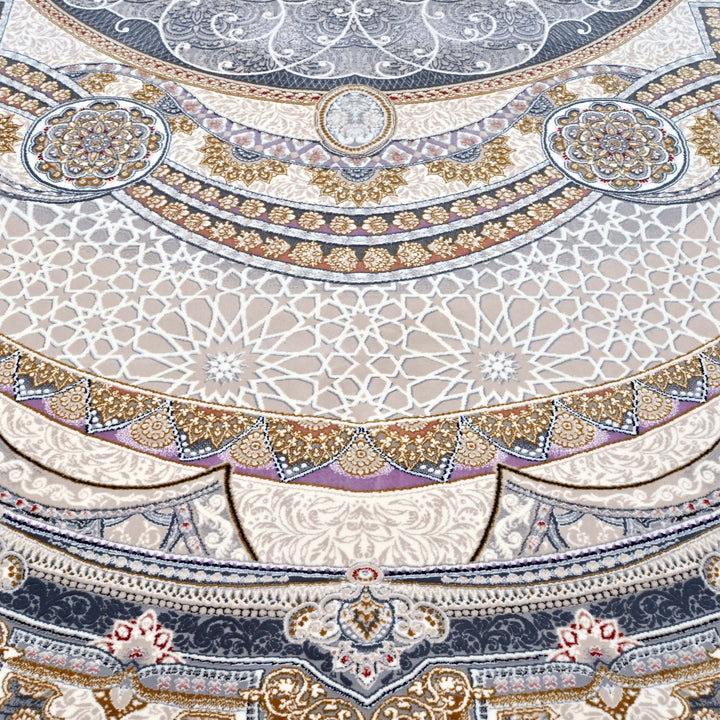 Pearl White & Charcoal Persian Oval Rug 5X8 FT