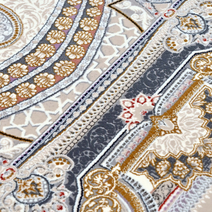 Pearl White & Charcoal Persian Oval Rug 5X8 FT