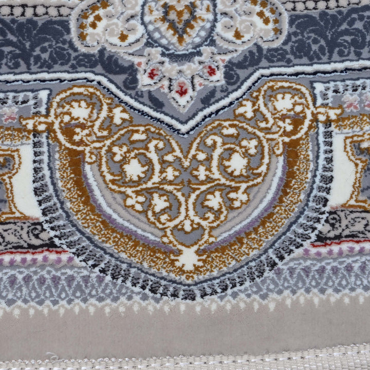 Pearl White & Charcoal Persian Oval Rug 5X8 FT