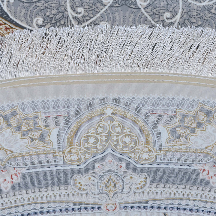 Pearl White & Charcoal Persian Oval Rug 5X8 FT