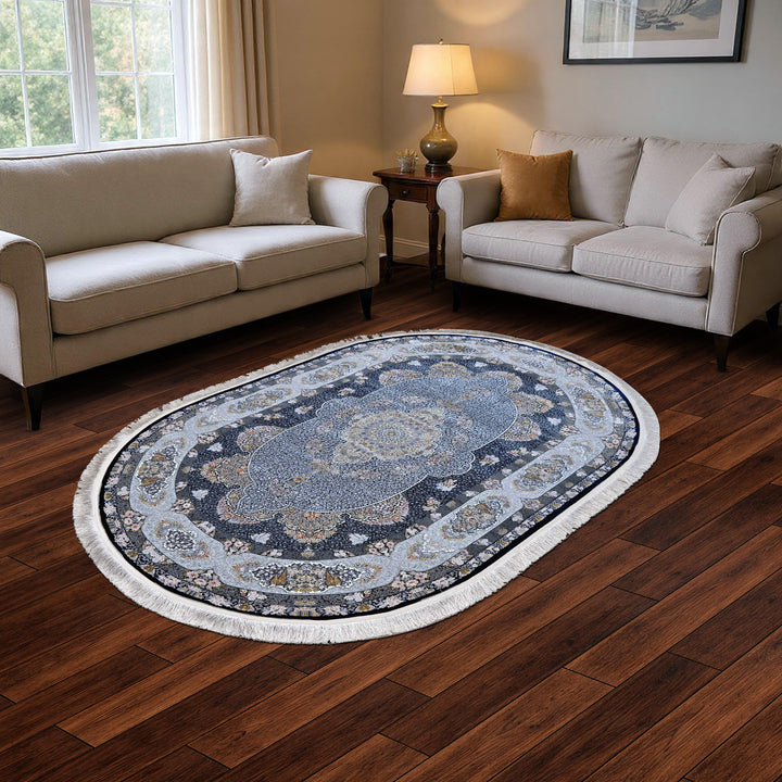 Grey Persian Oval Rug 5X8 FT