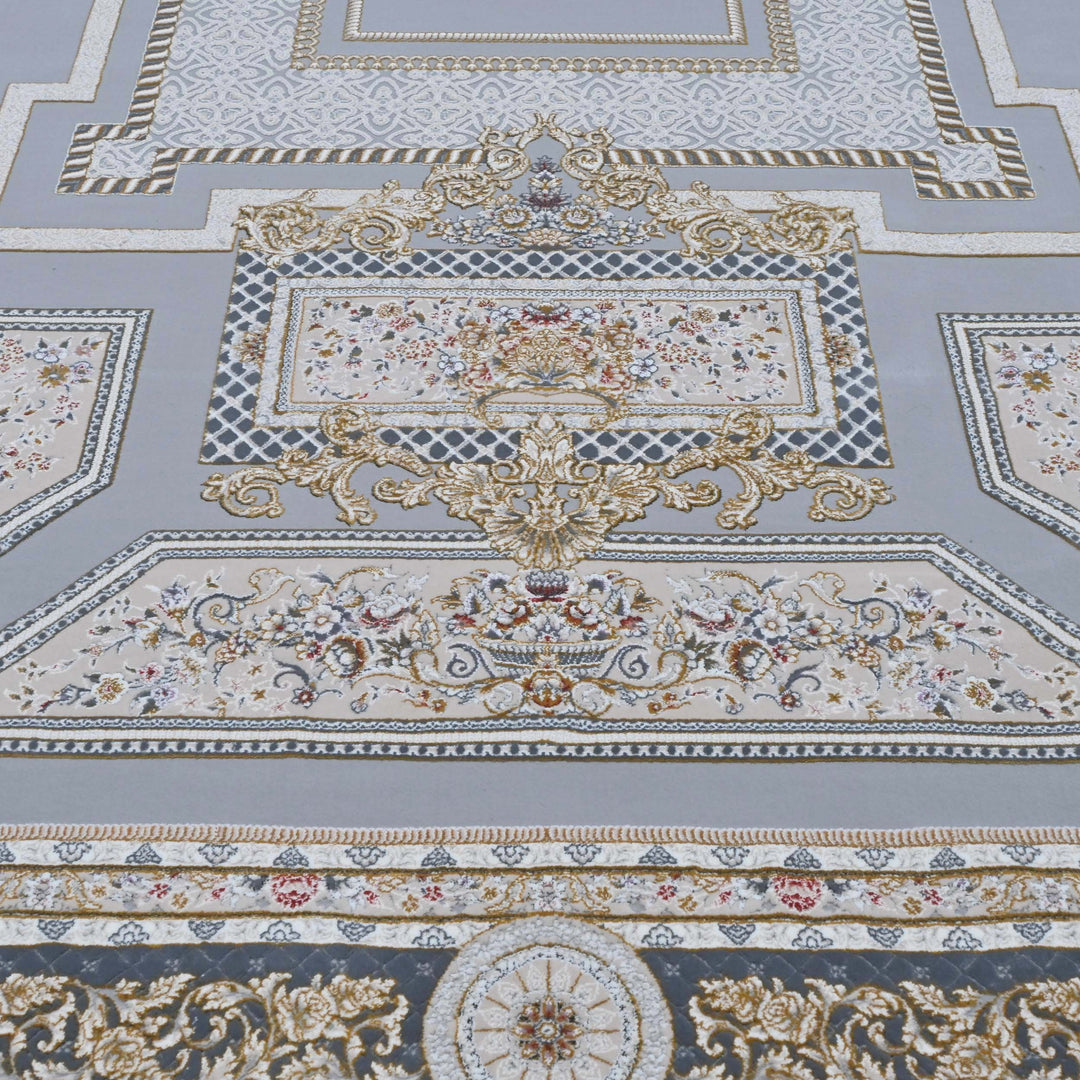 Grey Persian Oval Rug 5X8 FT