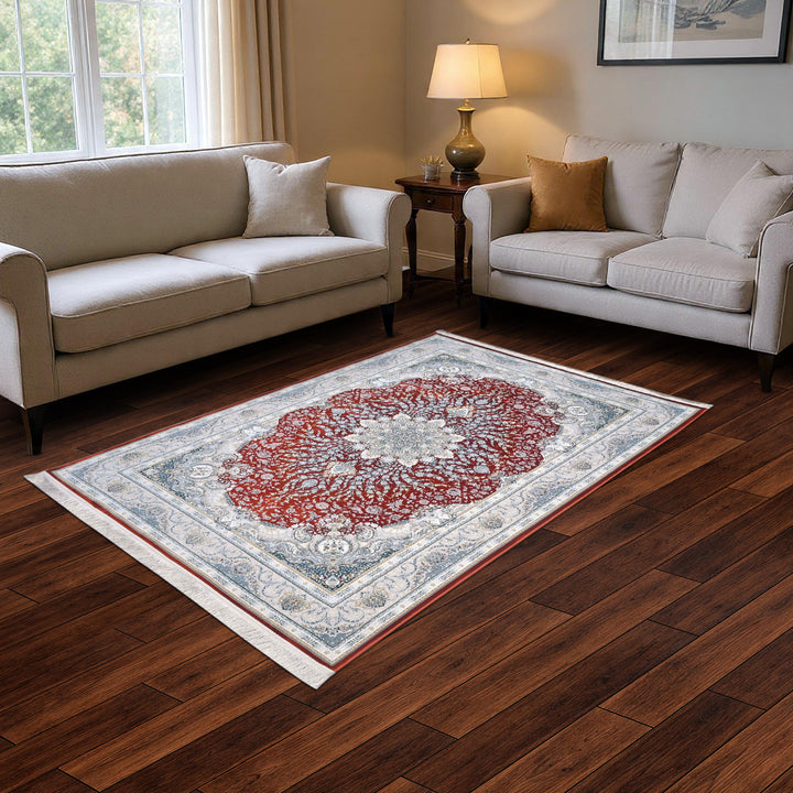 Rust & Grey Persian Oval Rug 5X8 FT