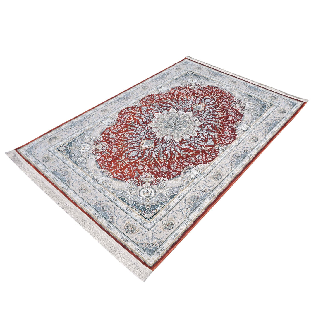 Rust & Grey Persian Oval Rug 5X8 FT