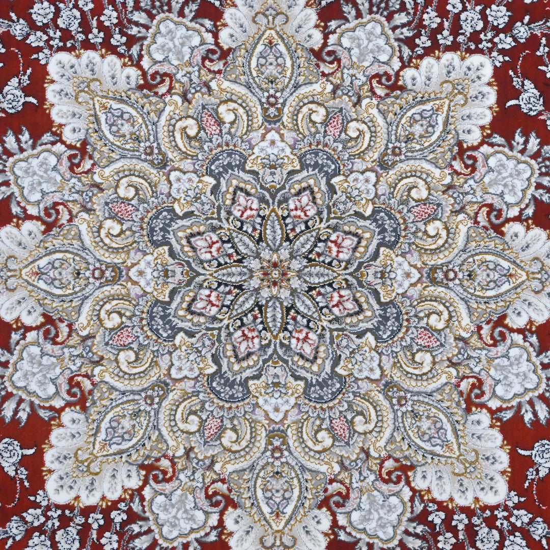 Rust & Grey Persian Oval Rug 5X8 FT
