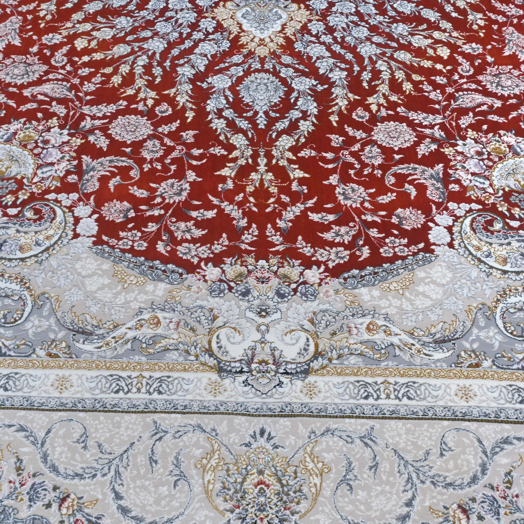 Rust & Grey Persian Oval Rug 5X8 FT