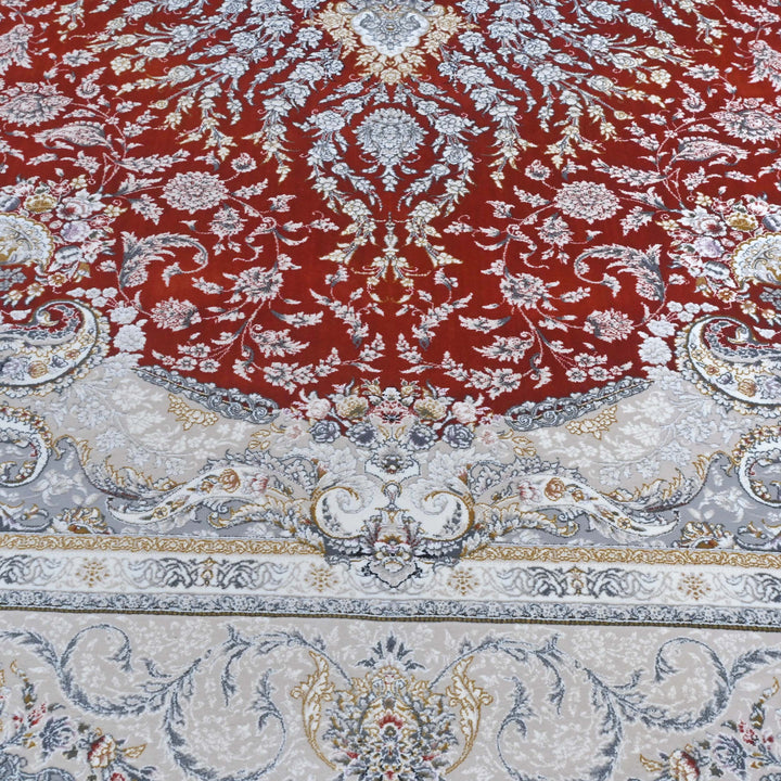 Rust & Grey Persian Oval Rug 5X8 FT