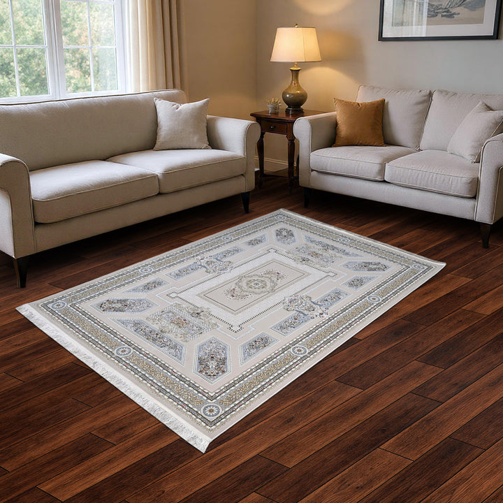 Beige & Gold Persian Oval Rug 5X8 FT