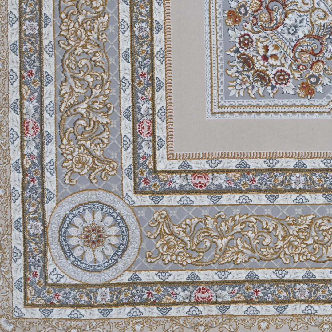 Beige & Gold Persian Oval Rug 5X8 FT