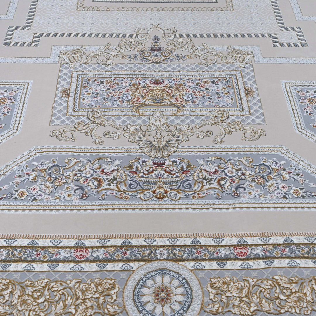 Beige & Gold Persian Oval Rug 5X8 FT