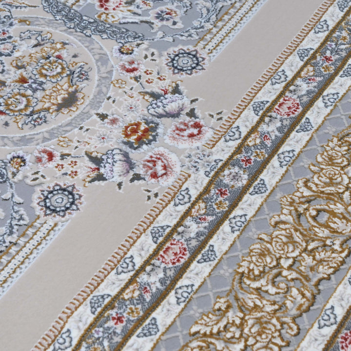 Beige & Gold Persian Oval Rug 5X8 FT