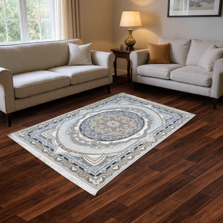 Beige & Grey Persian Oval Rug 5X8 FT