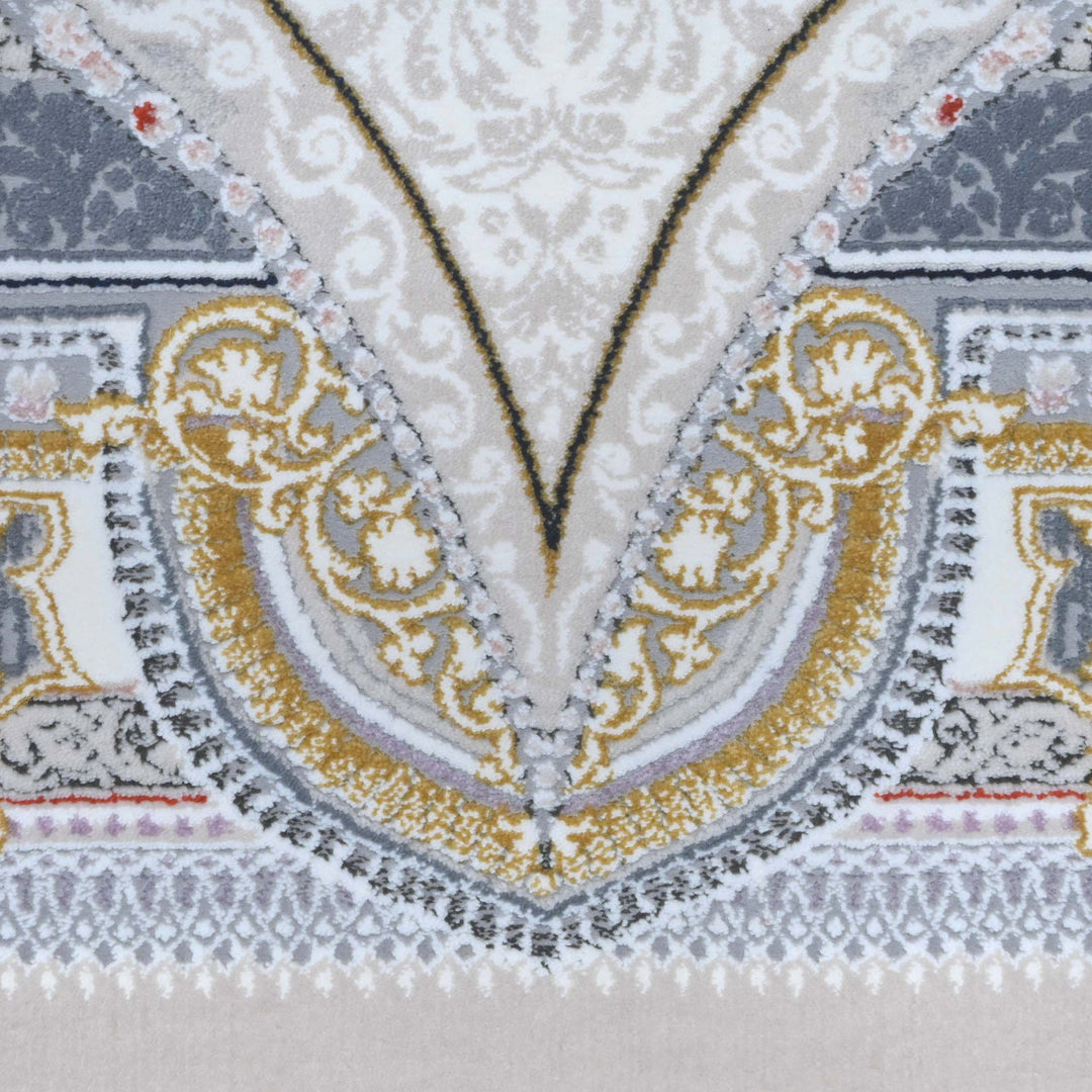 Beige & Grey Persian Oval Rug 5X8 FT