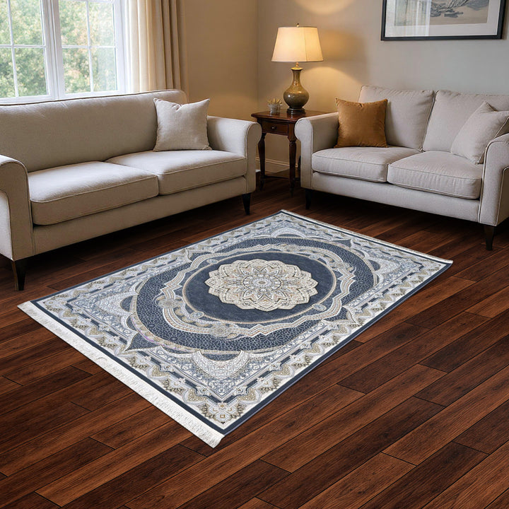 Charcoal Grey Persian Oval Rug 5X8 FT