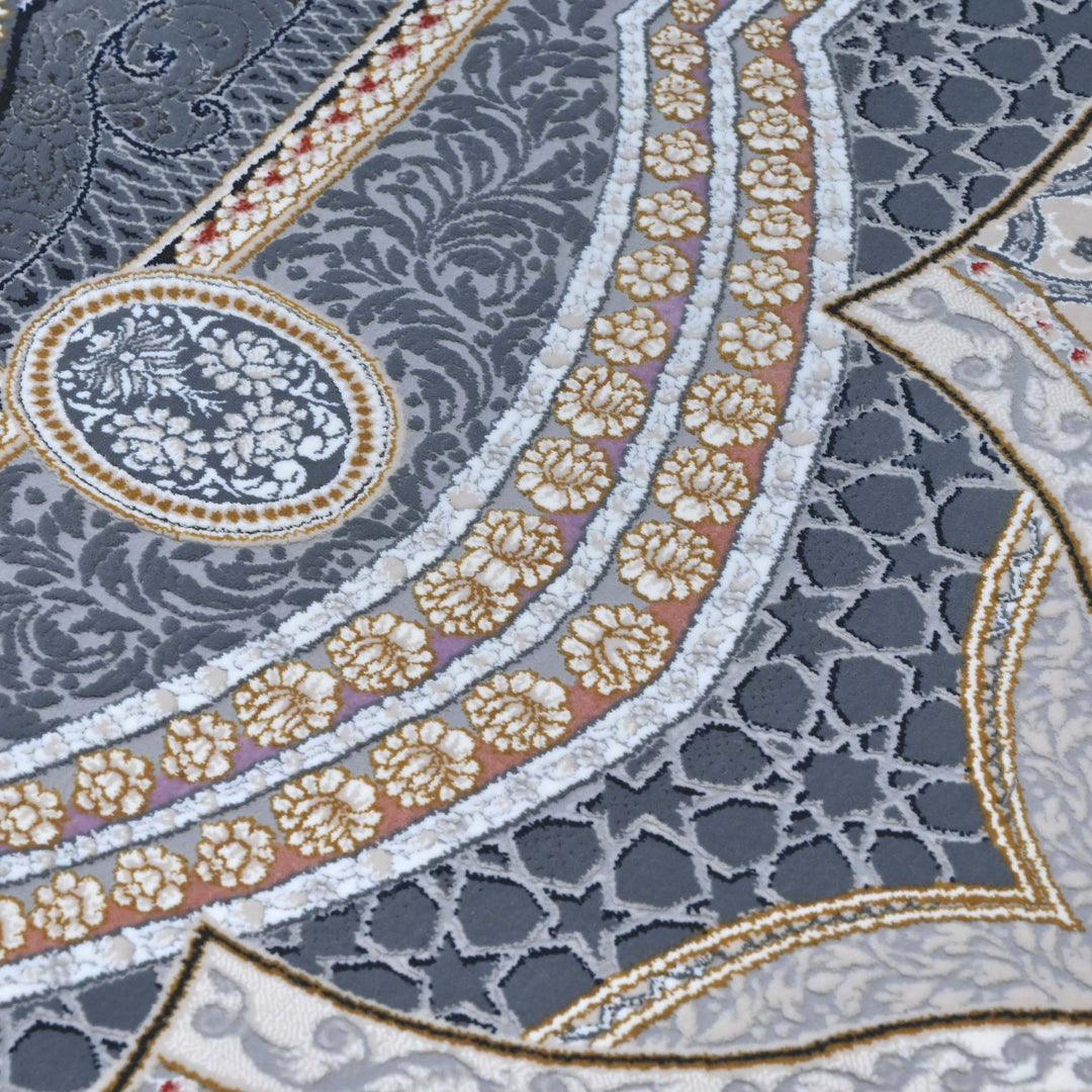 Charcoal Grey Persian Oval Rug 5X8 FT