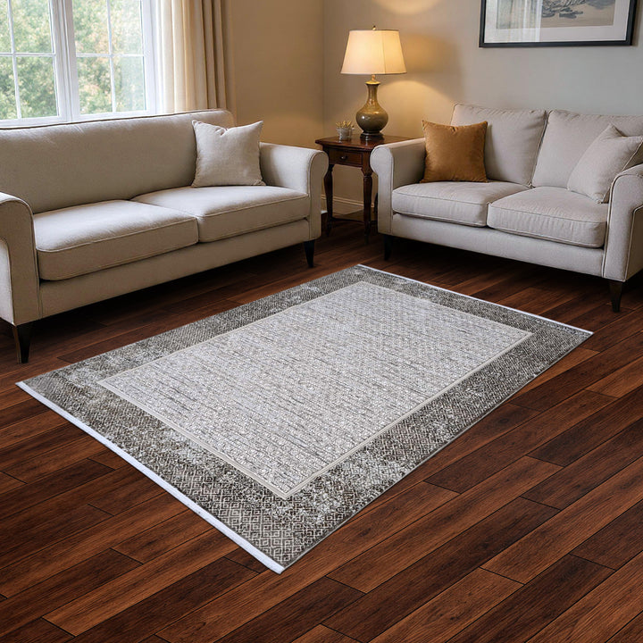 Silver Grey Turkish Rug 5X8 FT