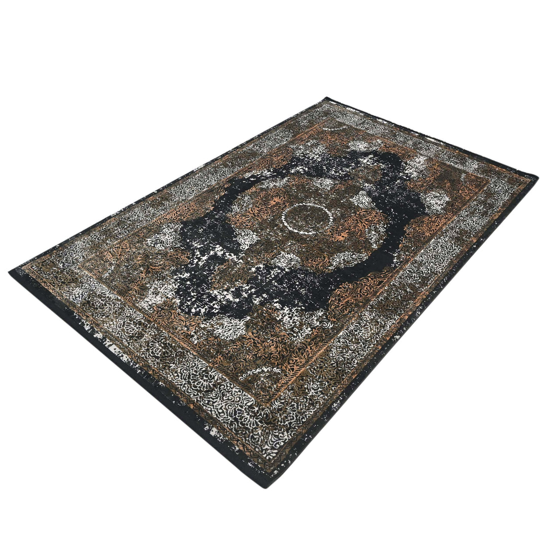 Copper Brown Abstract Turkish Rug 5X8 FT