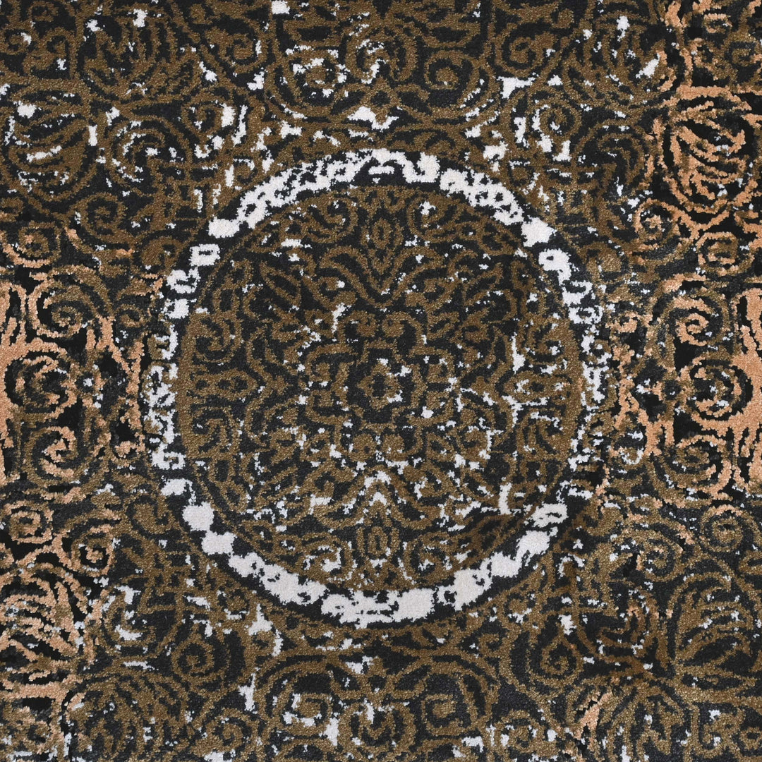 Copper Brown Abstract Turkish Rug 5X8 FT