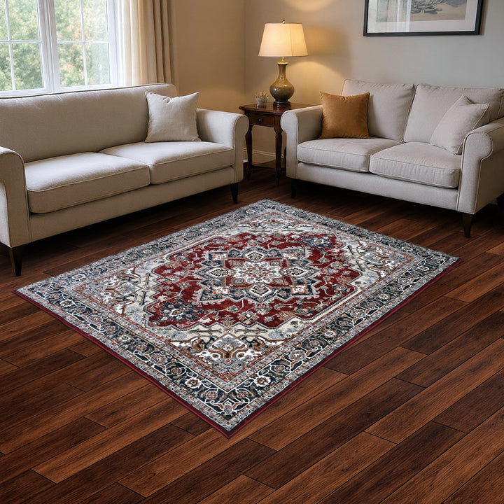 Crimson Red Turkish Rug 5X8 FT
