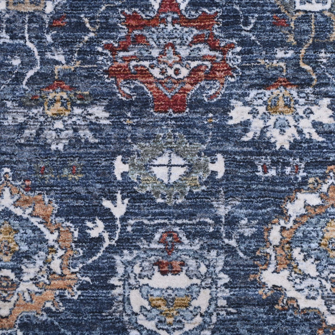 Steel Blue Floral Turkish Rug 5X8 FT