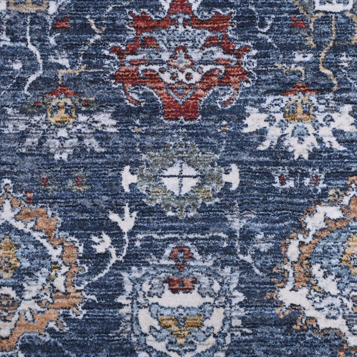 Steel Blue Floral Turkish Rug 5X8 FT