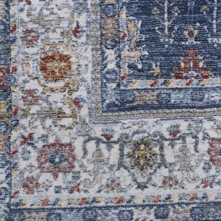 Steel Blue Floral Turkish Rug 5X8 FT