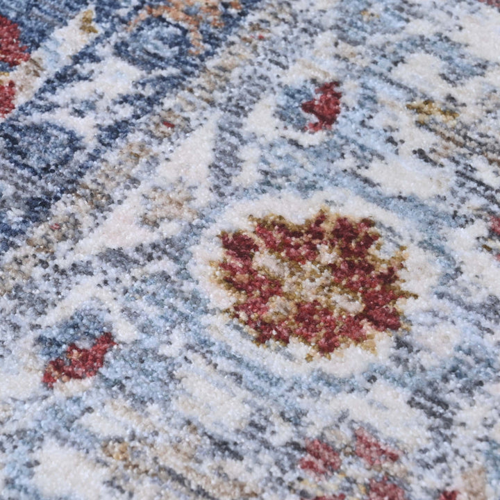 Steel Blue Floral Turkish Rug 5X8 FT