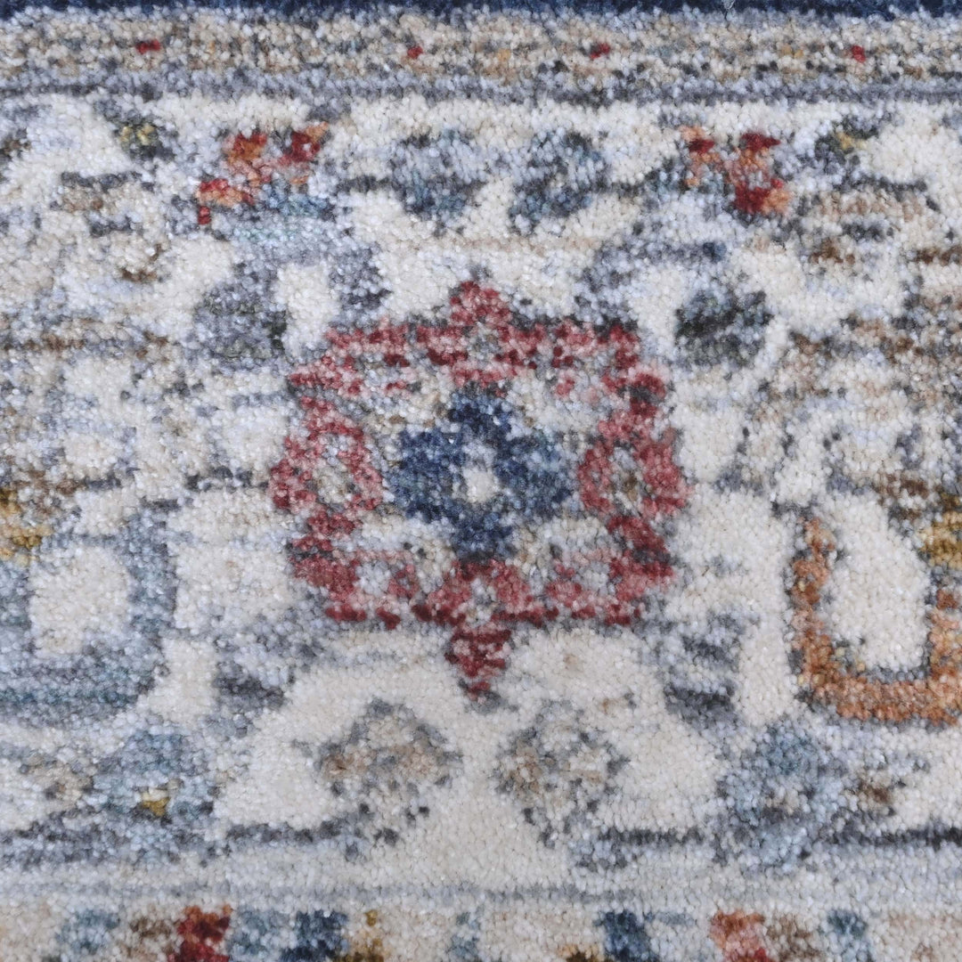 Steel Blue Floral Turkish Rug 5X8 FT