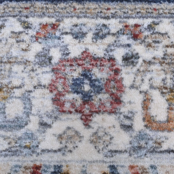 Steel Blue Floral Turkish Rug 5X8 FT