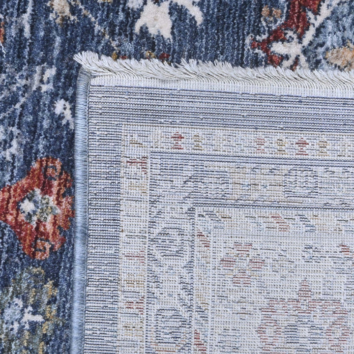 Steel Blue Floral Turkish Rug 5X8 FT