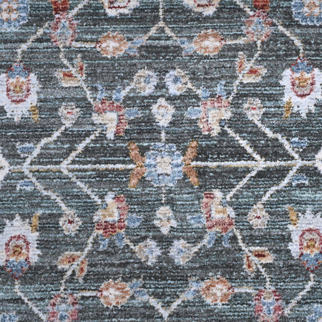 Forest Green Floral Turkish Rug 7x10 ft