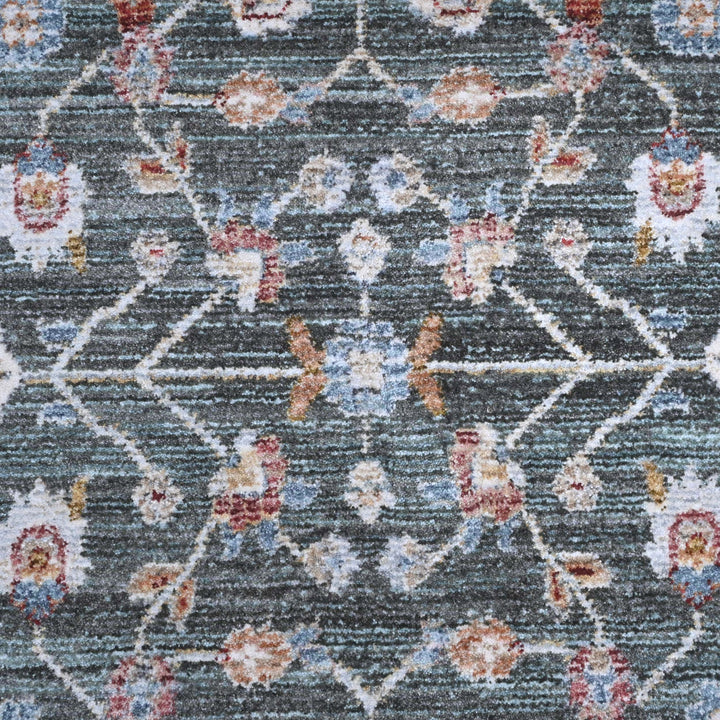 Forest Green Floral Turkish Rug 7x10 ft