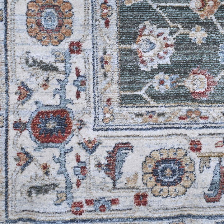 Forest Green Floral Turkish Rug 7x10 ft