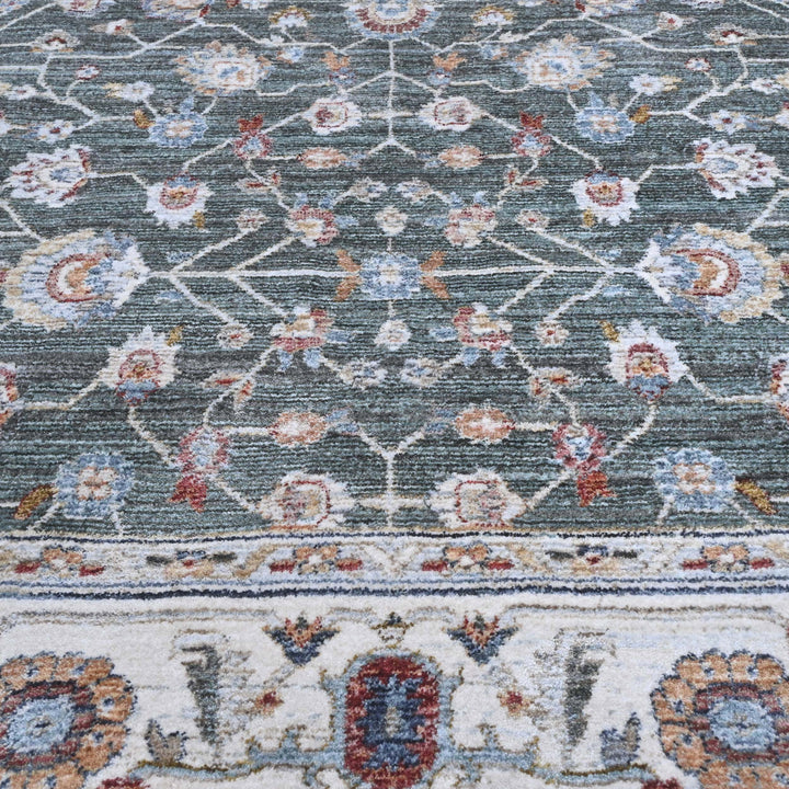 Forest Green Floral Turkish Rug 7x10 ft