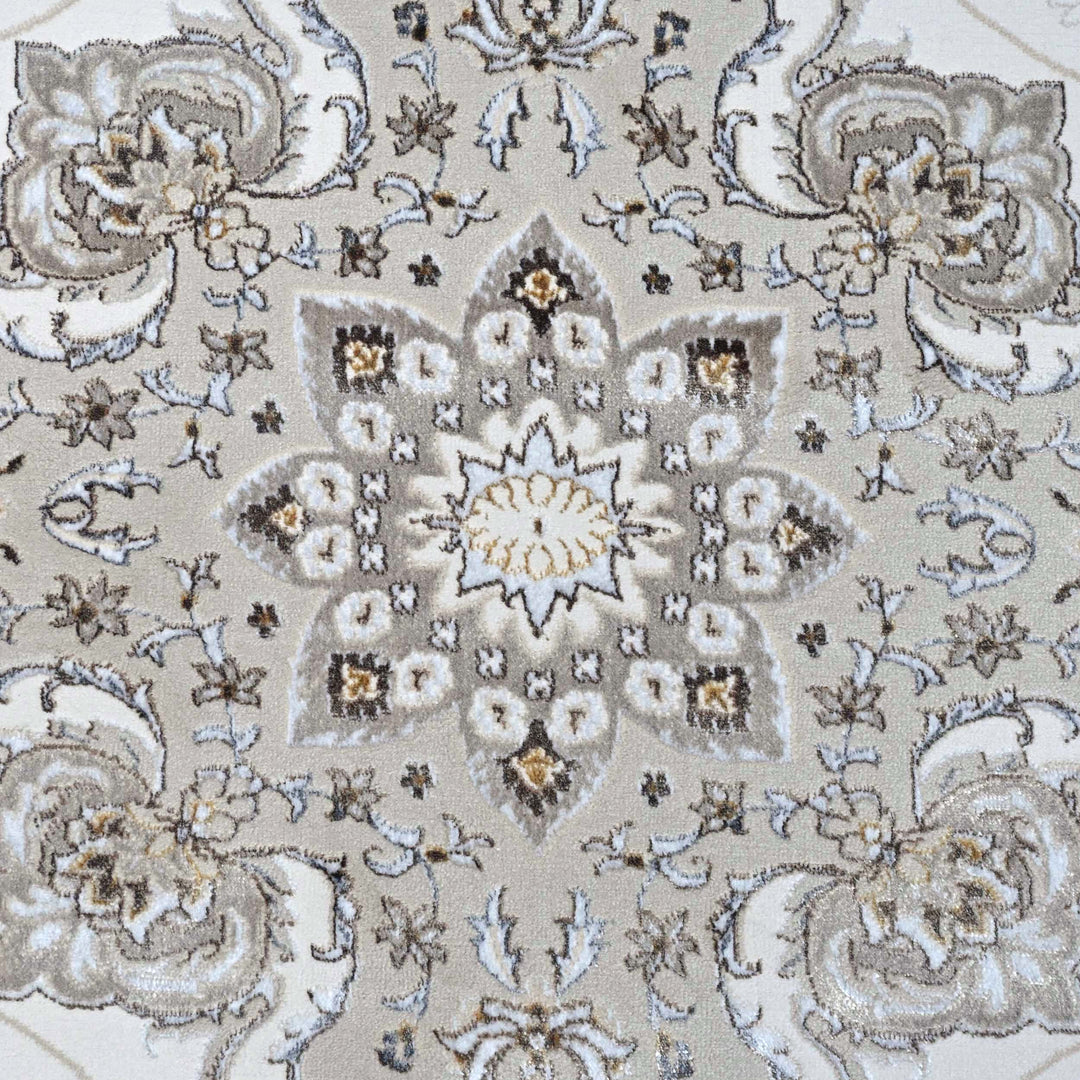 Bright White Floral Turkish Rug 7x10 ft