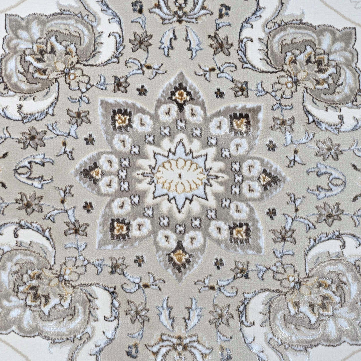 Bright White Floral Turkish Rug 7x10 ft
