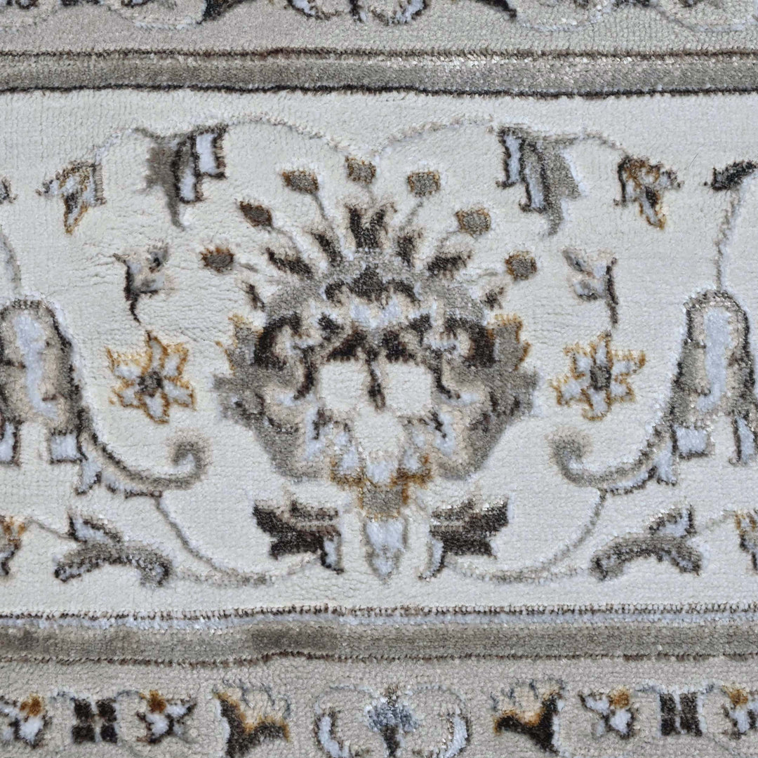 Bright White Floral Turkish Rug 7x10 ft
