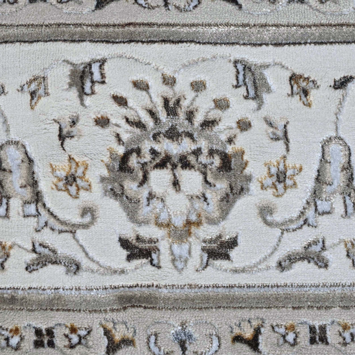 Bright White Floral Turkish Rug 7x10 ft