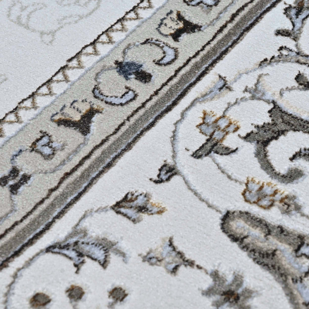 Bright White Floral Turkish Rug 7x10 ft