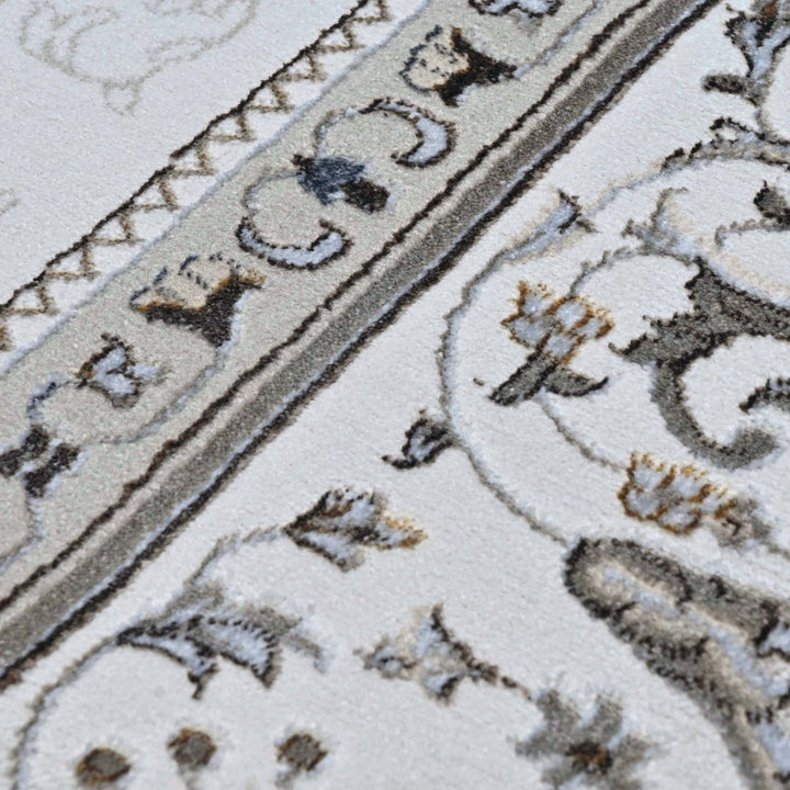 Bright White Floral Turkish Rug 7x10 ft